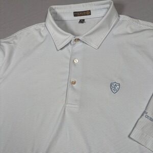 Peter Millar Polo Mens XL+ Blue White Striped Summer Comfort Golf Shirt